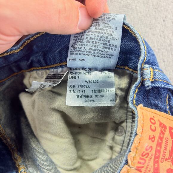 Levis 514 Jeans Mens 30x32 Blue Denim Straight Leg Stretch Mid-Rise Preppy Dark - Picture 3 of 8